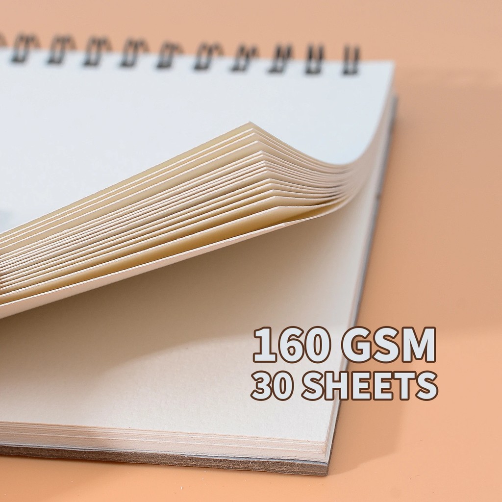 

A6 Sketchbook 30 Sheets 160G Spiral Notebook Wooden Pulp Sketching Paper Pad Inner Blank Drawing