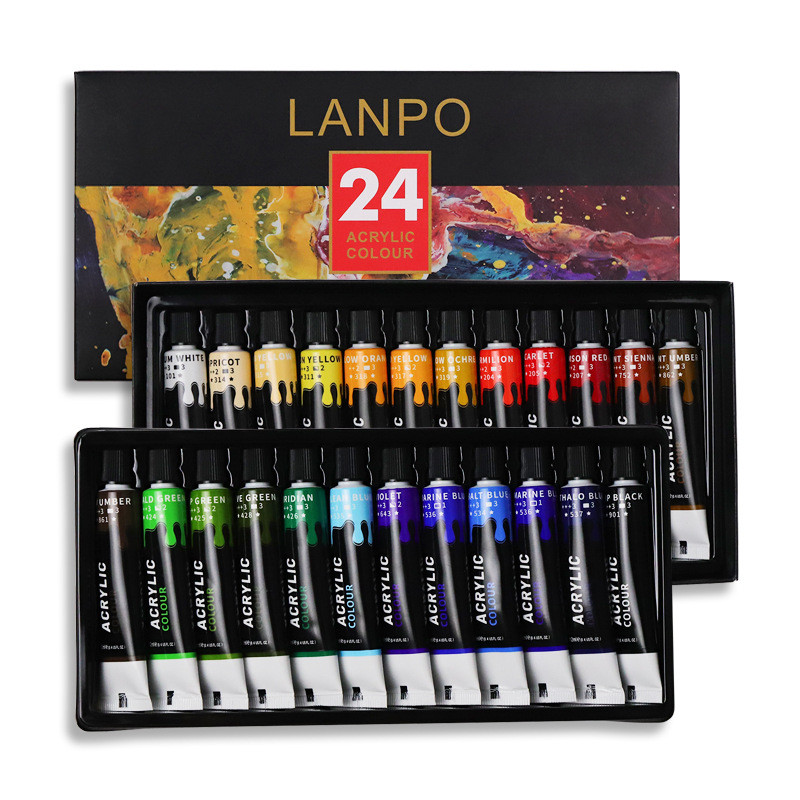 

Acrylic Paints Set 12/24 Colors Professional Brush Set 12Ml Tubes Artist Drawing Painting Pigment