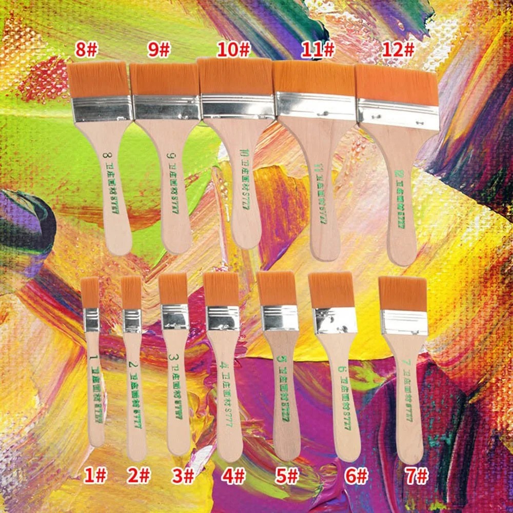 

12Pcs Memory Nylon Paint Brushes Set For Acrylic Oil Watercolor Drawing Art Supplies Wooden Painting