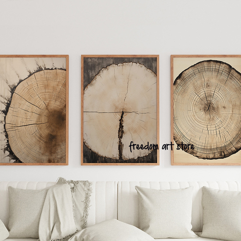 

Vintage Old Style Abstract Rustic Tree Rings Art Poster Canvas Painting Wall Prints Picture For
