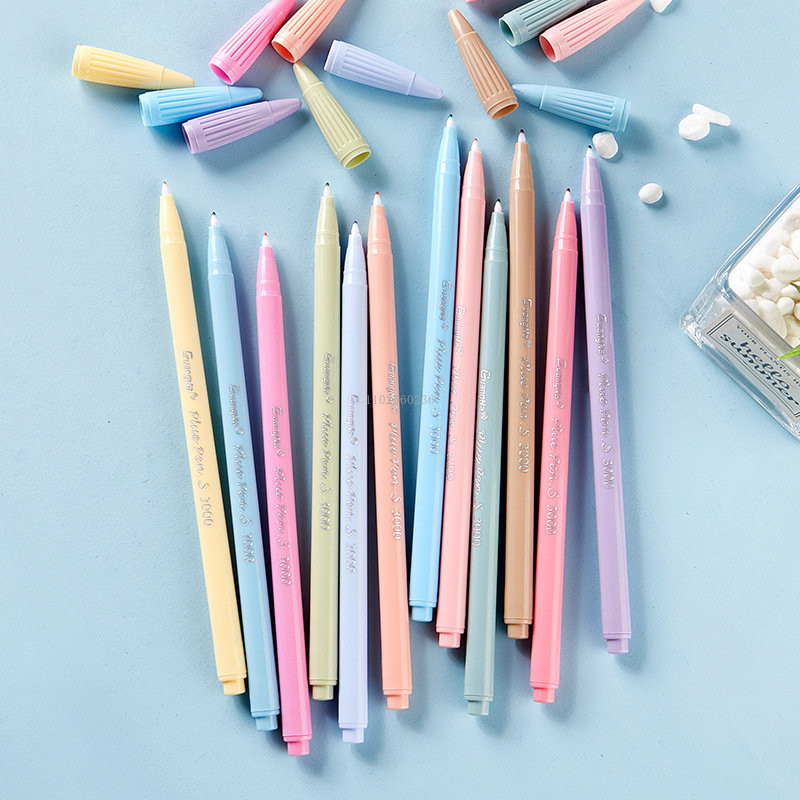 

12Pcs Morandi Color Felt Tip Pens 0.38 Mm Plus Pen For Highlighting Journaling Planner Drawing
