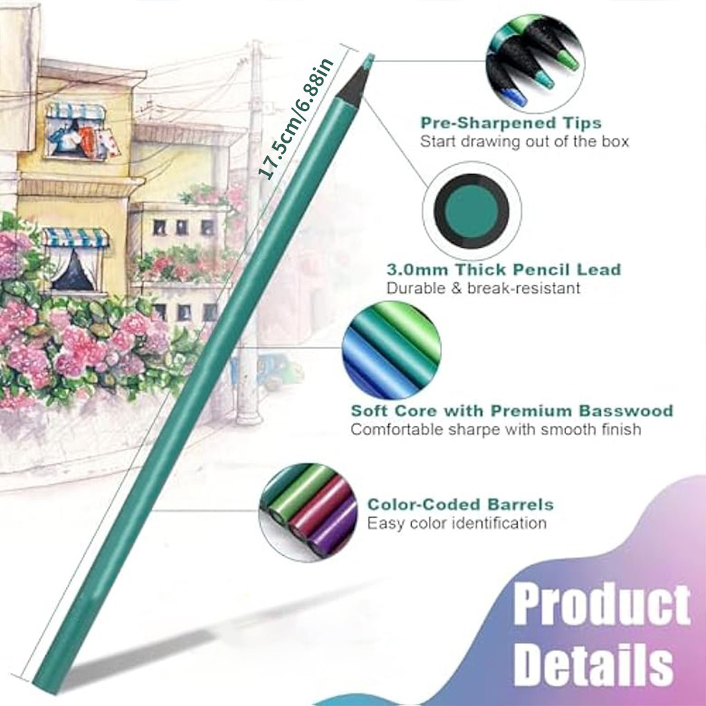 

12 Colors Metallic Pencil Colored Drawing Pencil Sketching Pencil Painting Colored Pencils Art