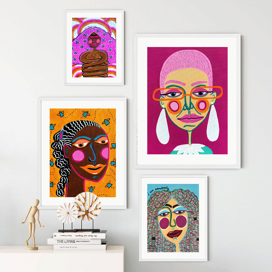 

Abstract Black Woman Portrait Cool Girl Self Love Wall Art Canvas Painting Nordic Poster Print Wall