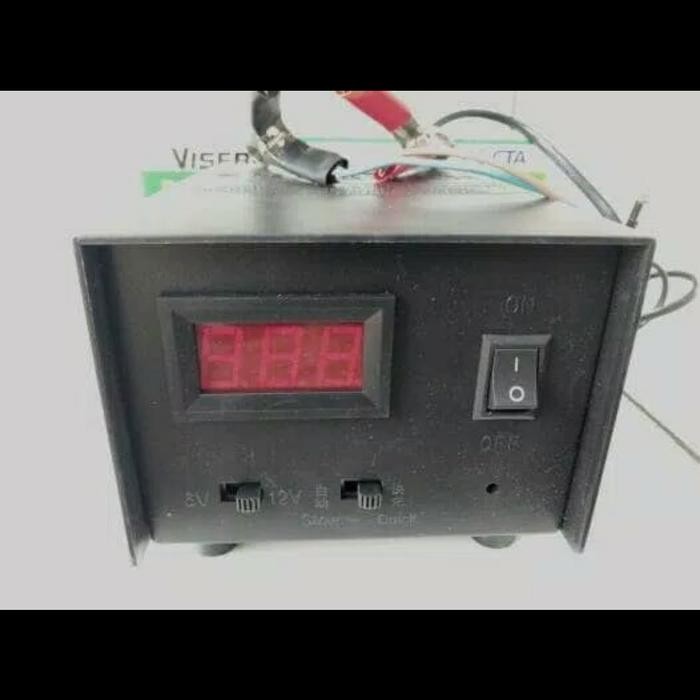 Charger Aki Digital 6V + 12V 12A Otomatis Cas Aki Mainan Motor dll