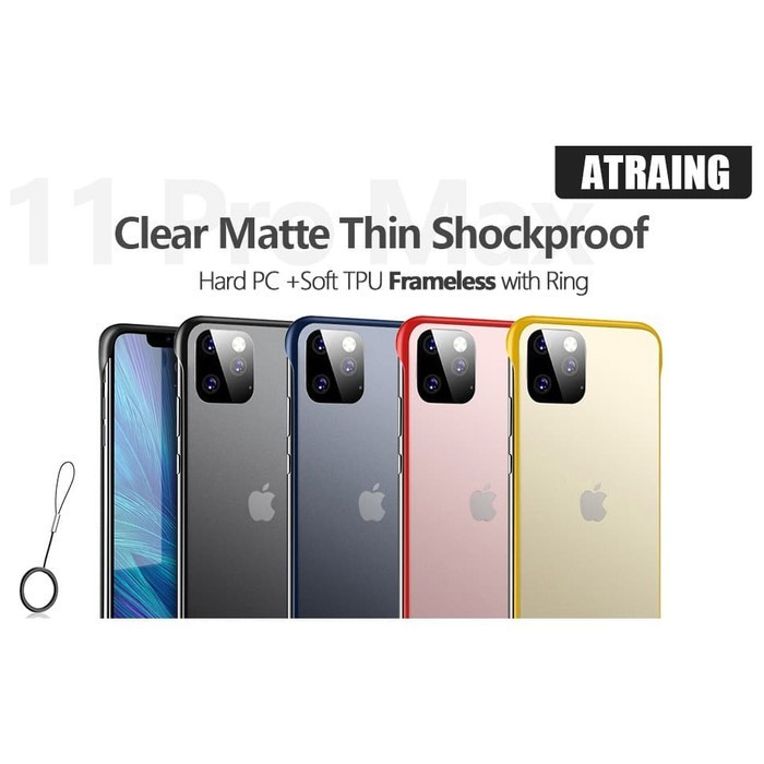 [ CUCI GUDANG ] Case Hp Frameless Iphone 11 Pro Max Case Stand Ring Transparant