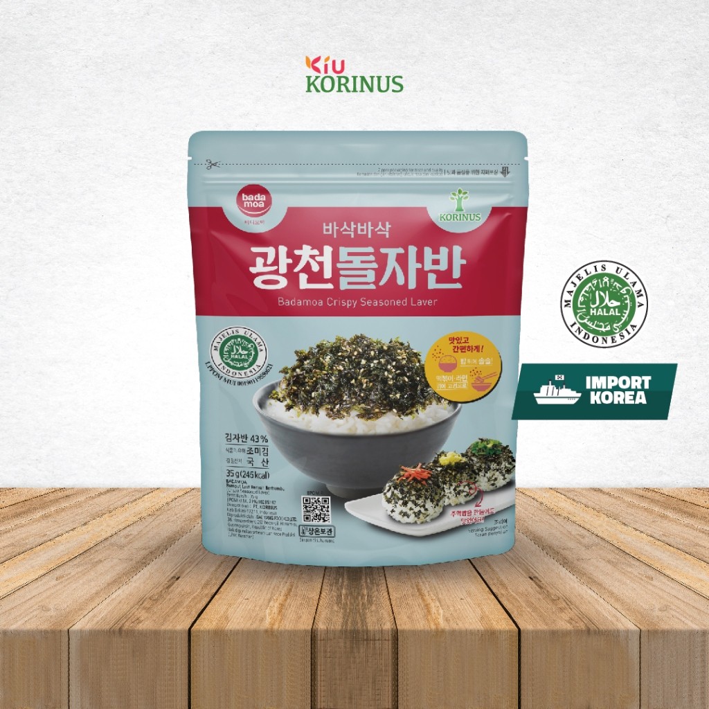 

K- Badamoa Crispy Seasoned Laver (Original) 35gr/Rumput Laut rasa Original/Halal MUI/ Makanan Korea