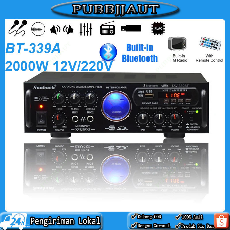 Bluetooth EQ Audio Amplifier Kerndy AV-339A Karaoke Home Theater 2000W FM Radio 2 Channel HiFi