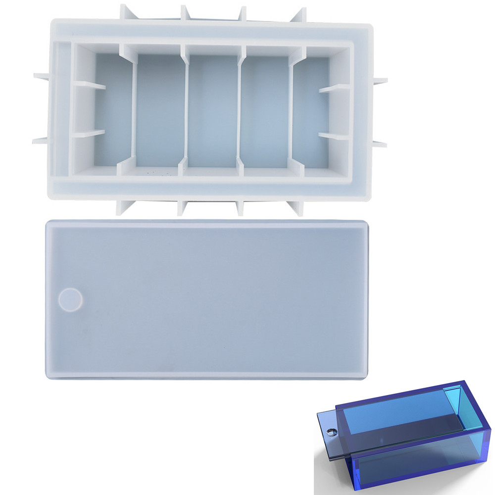 Dominoes Box With Lid Epoxy Resin Mold Flexible Silicone ess Tissues Napkin Storage Case Mould