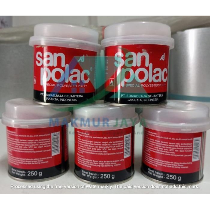 Auradeko Dempul Sanpolac 250 Gram + Hardener Obat Sanpolac Spesial Polyester Putty