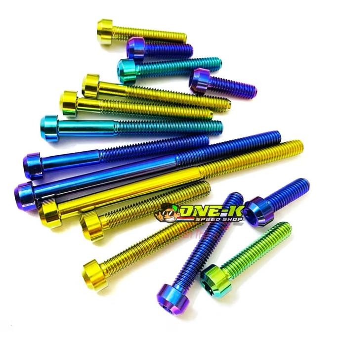 Auradeko Gr5 Baut Titanium Pillar Kepala Kecil Small Head Drat M6 M8 M10 M12 M6X15 M6X20 M6X25 M6X30