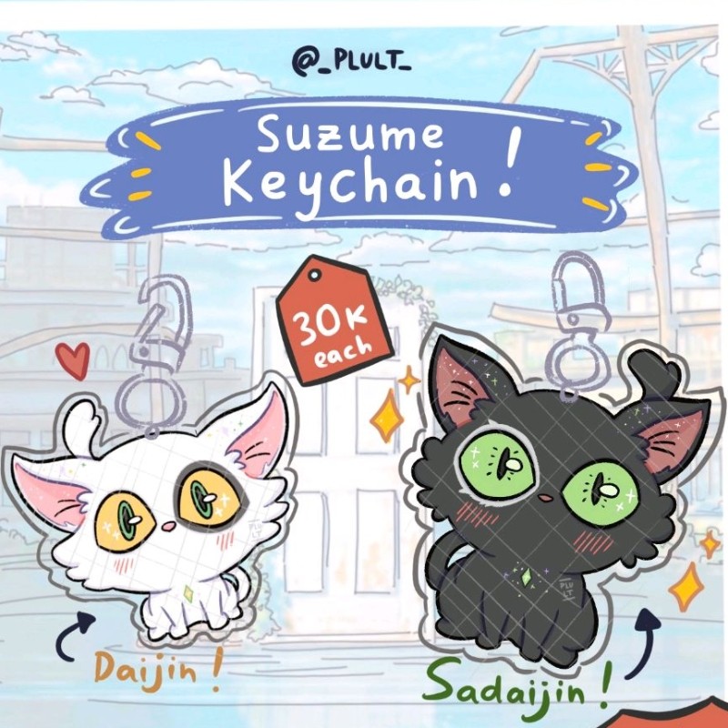 Benteng Onderdil [Suzume] Daijin Sadaijin Keychain 2 Sisi Gantungan Awet Imut Lucu Gantungan Kunci