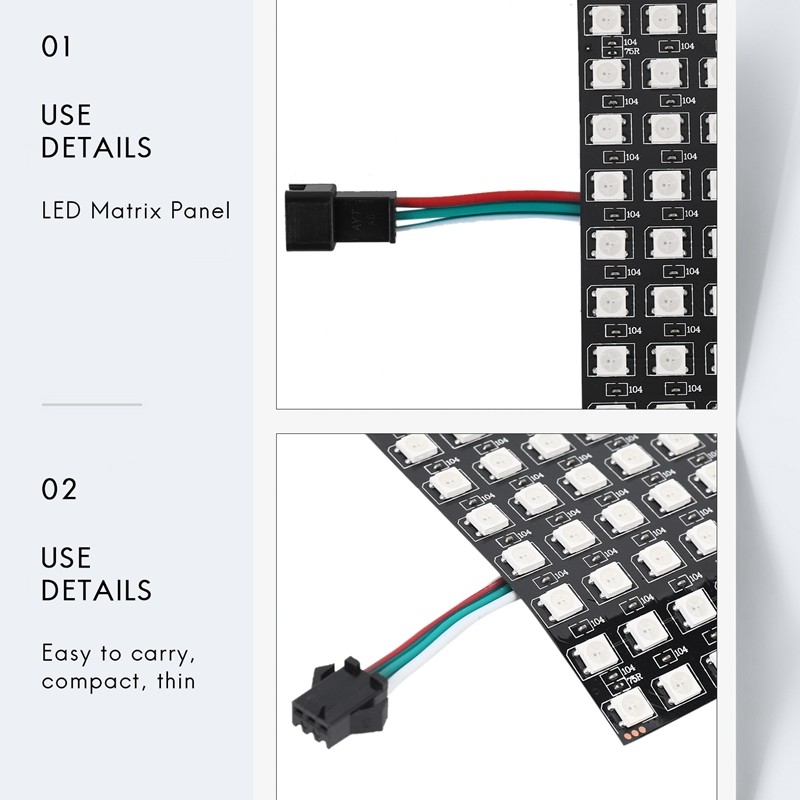 LED Matrix Panel, WS2812B RGB 832 Pixels Digital Flexible Dot Matrix Individually Addressable LED Di