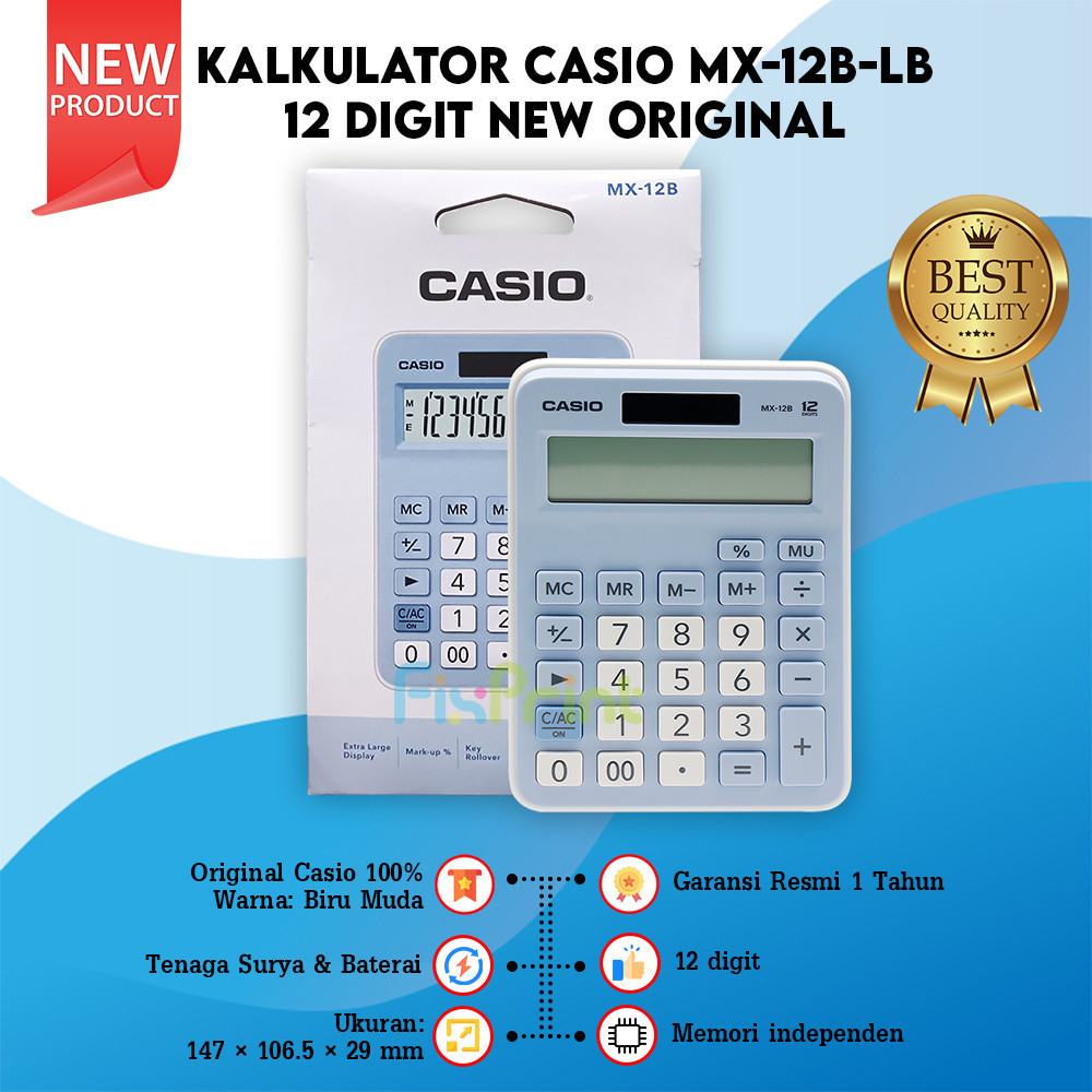 

[READY] Kalkulator Casio MX-12B Calculator Desktop MX 12B 12 Digits Warna Lucu Pink Putih Biru Muda