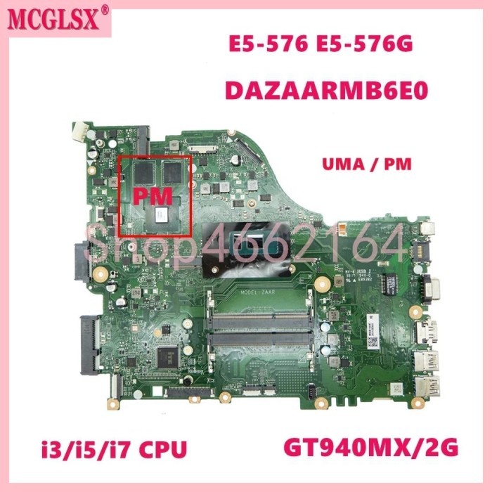 DAZAARMB6E0 i3/i5/i7 CPU UMA/PM GT940MX-2GB Laptop Motherboard For