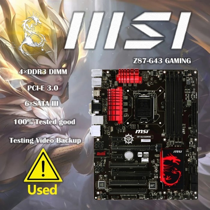 Used MSI Z87-G43 GAMING Motherboard Core i7/i5/i3/Pentium/Celeron LGA