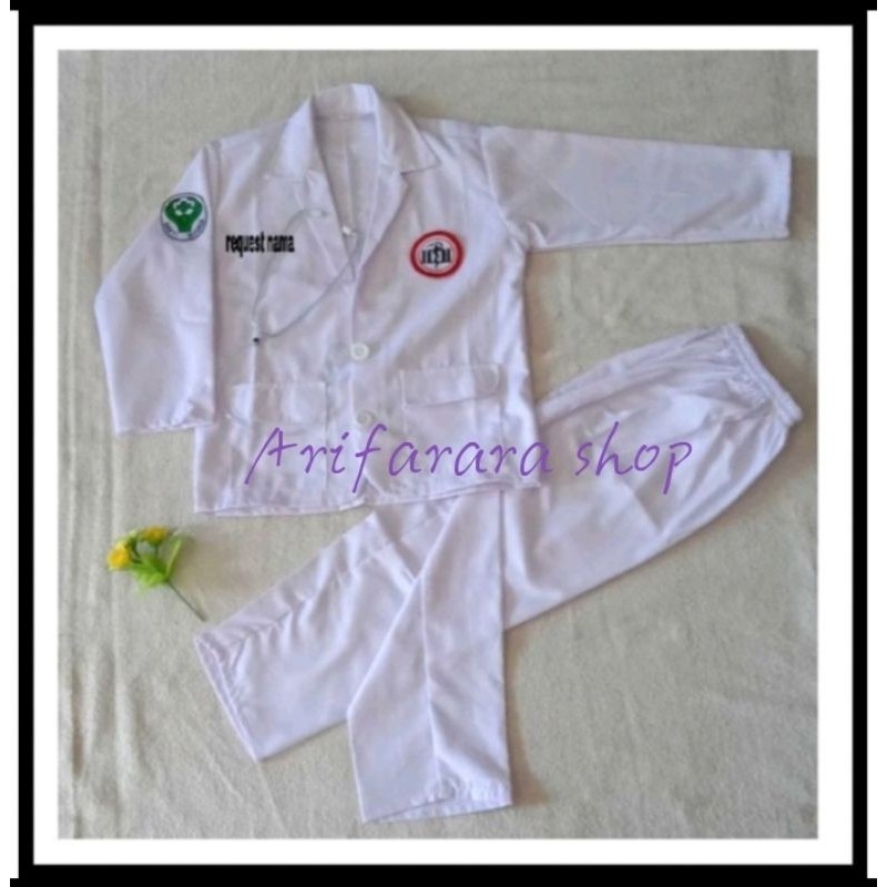 Baju Setelan Jas Dokter Anak + Request Nama Tersedia Ukuran 2thn PAUD TK SD