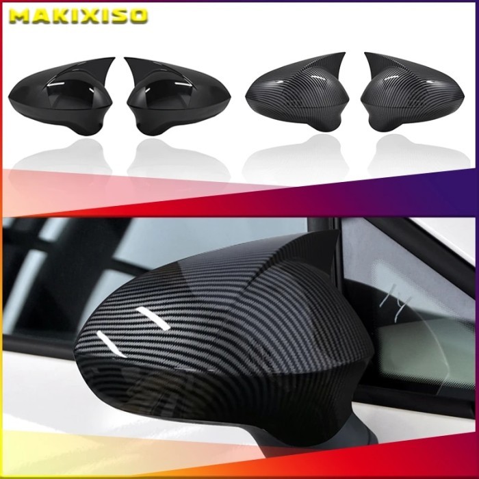 ABS Black Side Mirror Cover Rearview Caps For Seat Leon MK2 1P Ibiza