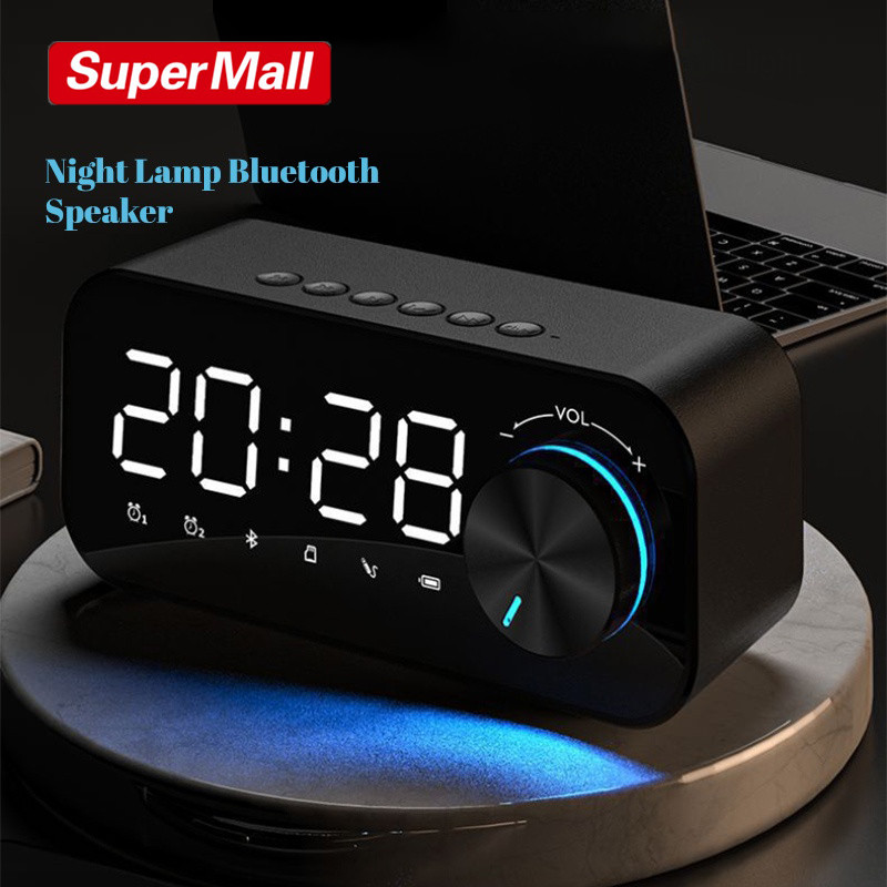 BISA Lampu Speaker Bluetooth Portable Bass Jam Alarm Clock LED Display Spiker Bluetooth Musik Box