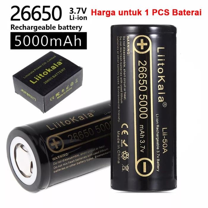 LIITOKALA Lii-50A Baterai 26650 5000mAh 20A Authentic Li-ion