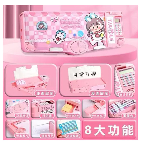 

JM Kotak Pensil Anak Kalkulator Kotak Pensil 2sisi Serbaguna Kalkulator Kotak Pensil Mekanik Multifungsi Kalkulator 9fungsi