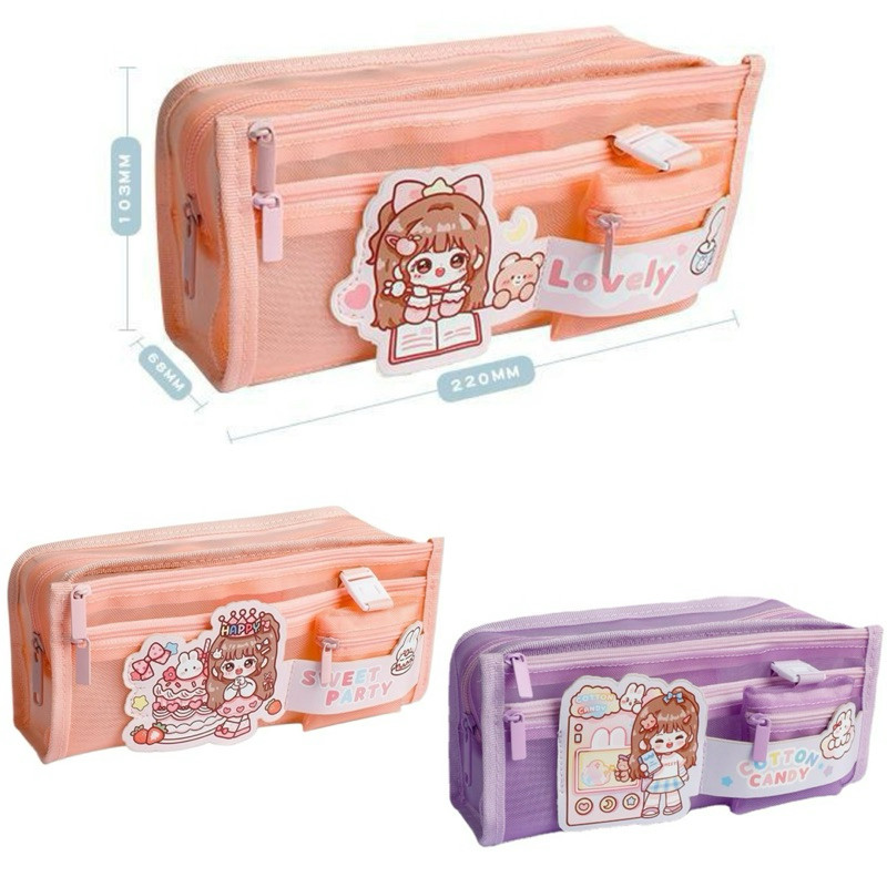 

kawaii large capacity pencil case cute tempat pensil besar isi banyak