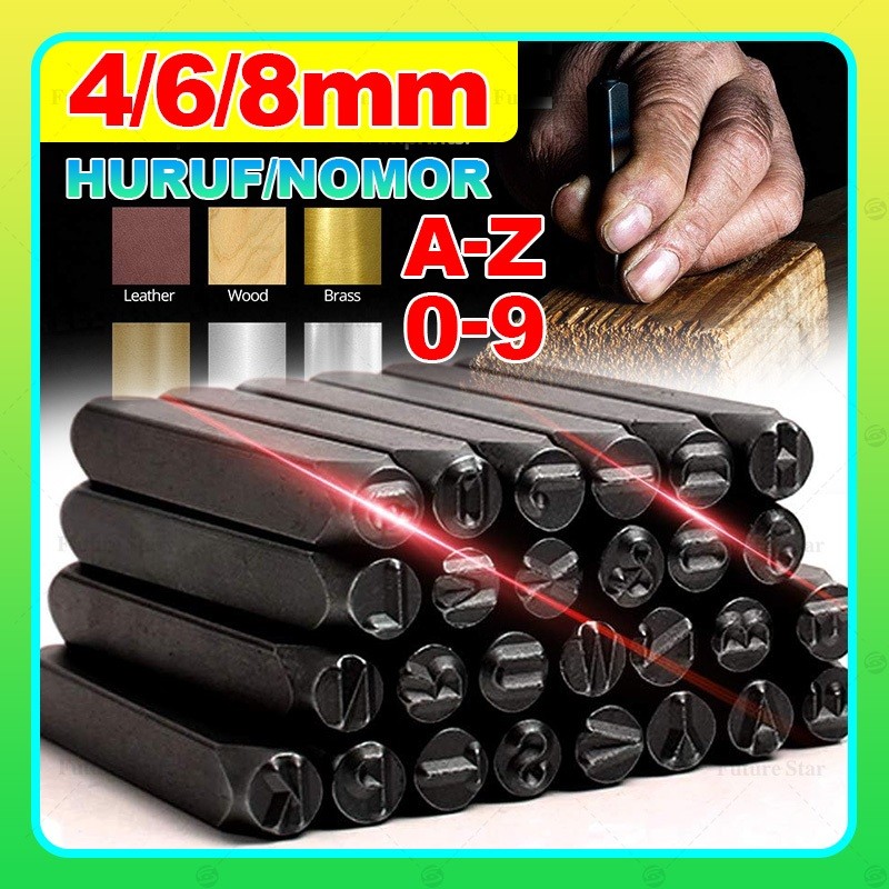

Alat Ketok Huruf Dan Angka Nomor Rangka Mesin 0-9 Letter 36pcs A-Z Number Punch Set Ukuran 4mm 6mm 8mm Alphabets Printing Tool Steel Stamp 9pcs 26pcs Untuk Plastik, Kayu, Kulit for Imprinting Metal, Plastic, Wood, Leather