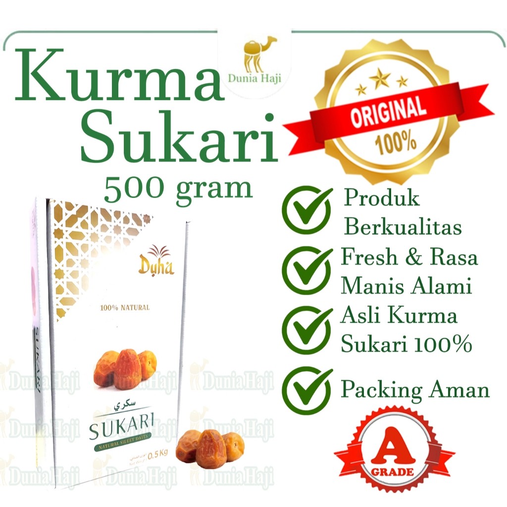 

KURMA SUKARI 500GR BASAH KEMASAN PREMIUM NR / 100% ASLI ORIGINAL SUKKARI KURMA RAJA / OLEH OLEH HAJI
