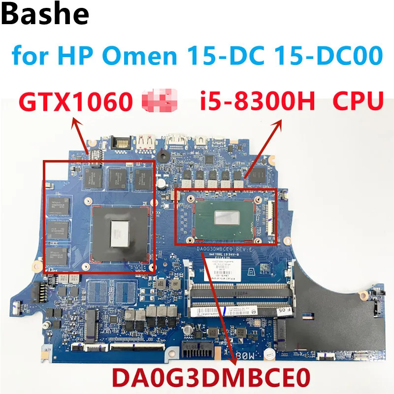 For HP Omen 15-DC 15-DC00 Notebook Motherboard.DA0G3DMBCE0.With CPU I5-8300H GTX1060 L40551-601 L364