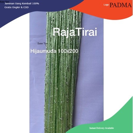 PADMA TIRAI GLITER HIJAU MUDA /TIRAI DEKORASI/TIRAI UNIK/TIRAI JENDELA/TIRAI PINTU PADMA