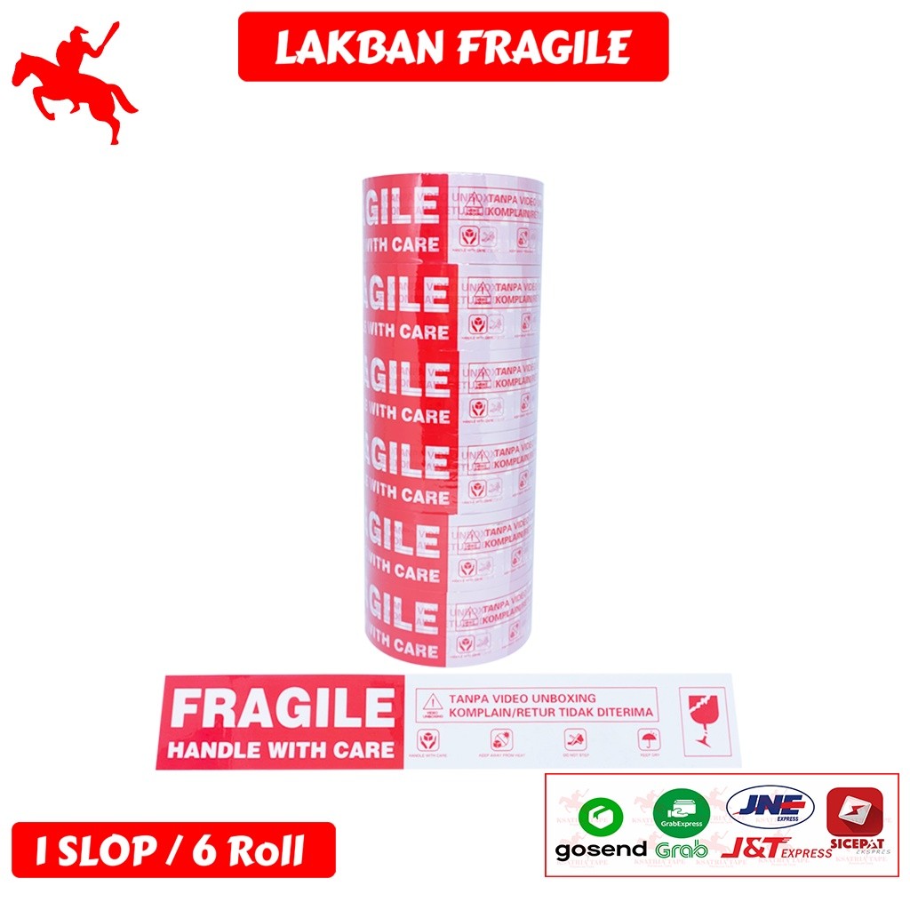 

JH8 Lakban OPP Tape / Lakban Fragile KSATRIA Tape 45mm x 80 Yard (1 Slop)