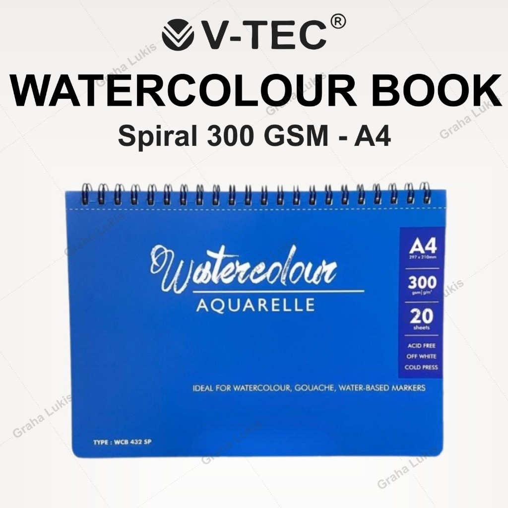 

[READY] V-TEC WATERCOLOR BOOK SPIRAL A4 300GSM