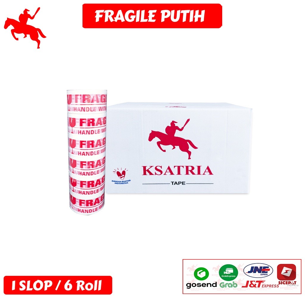 

JH8 Lakban OPP Tape / Lakban Fragile Putih KSATRIA Tape 80 Yard (1 Slop)