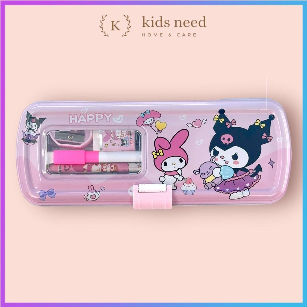 

JH8 Pensil Case Kaleng Rantang 3 Susun Pakai Sleting Denga ISI / Tempat Pensil Kaleng White Board