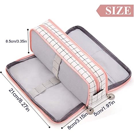

JH8 [COD] Angoo Kawaii Large Capacity Pencil Case 3 Compartment Pouch Pen Bag Double Side Opening