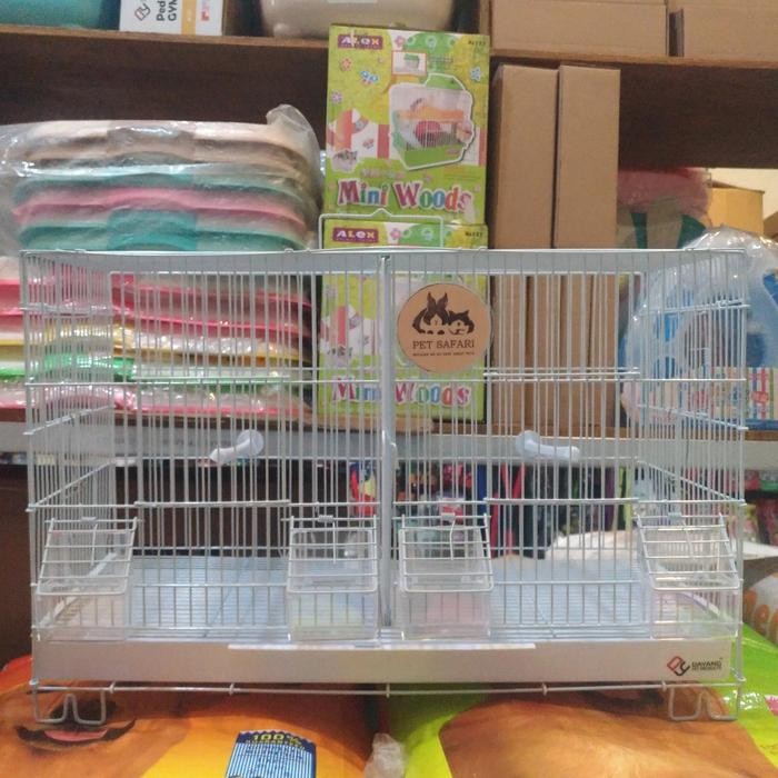 Amour Petshop Kandang Burung Besi Kotak 2 Sekat Untuk Lovebird Dayang 503