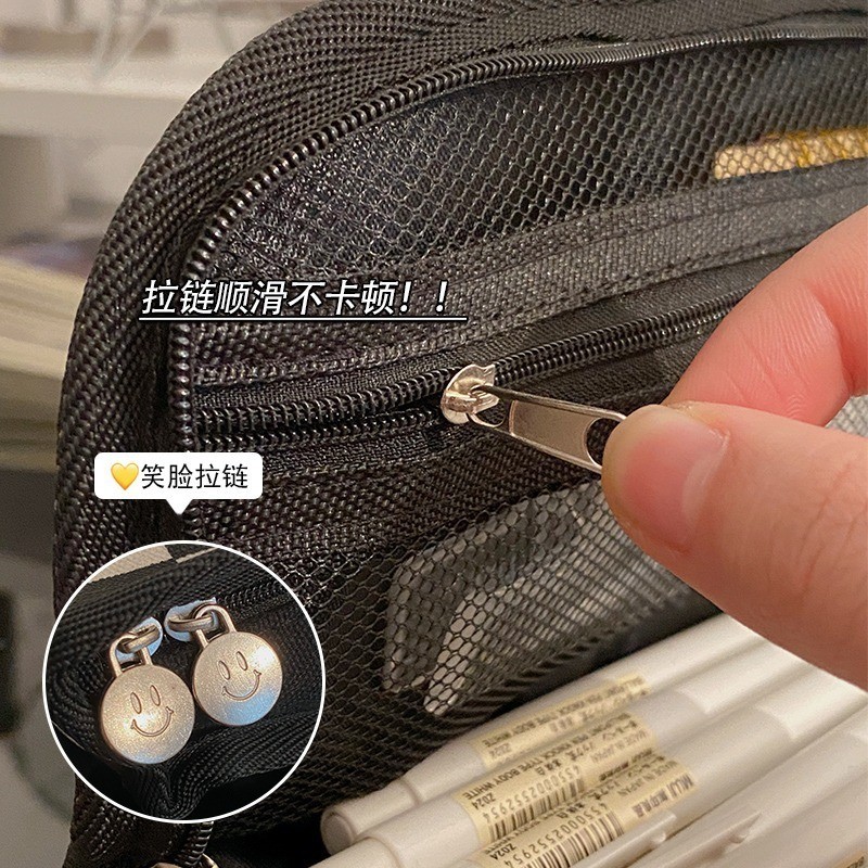 

JH8 Kotak pensil kotak pensil kotak-kotak hitam putih berkapasitas besar Perangkat Pembelajaran