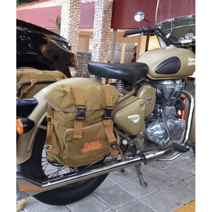 SIDEBAG SIDE BAG TAS SAMPING ROYAL ENFIELD DENGAN LOGO ROYAL ENFIELD