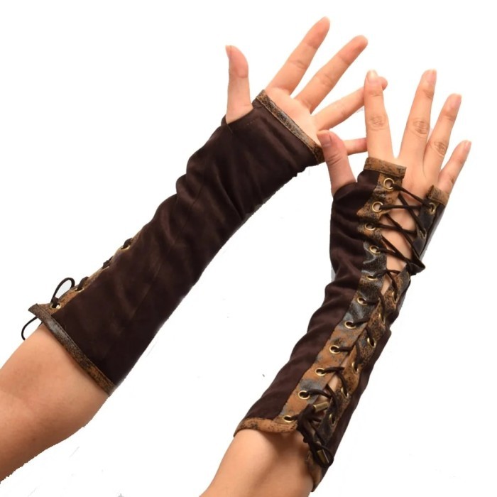 Steampunk Gloves Lolita Gothic Women Elbow Length Half-Finger Gloves