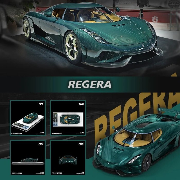 TPC 1:64 Regera Green Carbon Ghost Diecast Diorama Car Model