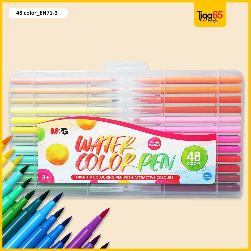 

M&G Water Color Pen Brush Marker Colors / Spidol Warna / Water Color Pena 48C Acp901Cf / Kerajaan Alat Tulis