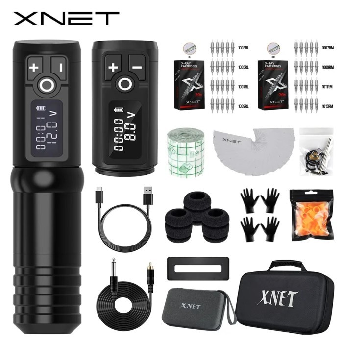 XNET Flash Wireless Tattoo Machine Kit Rotary Tattoo Pen LED Display