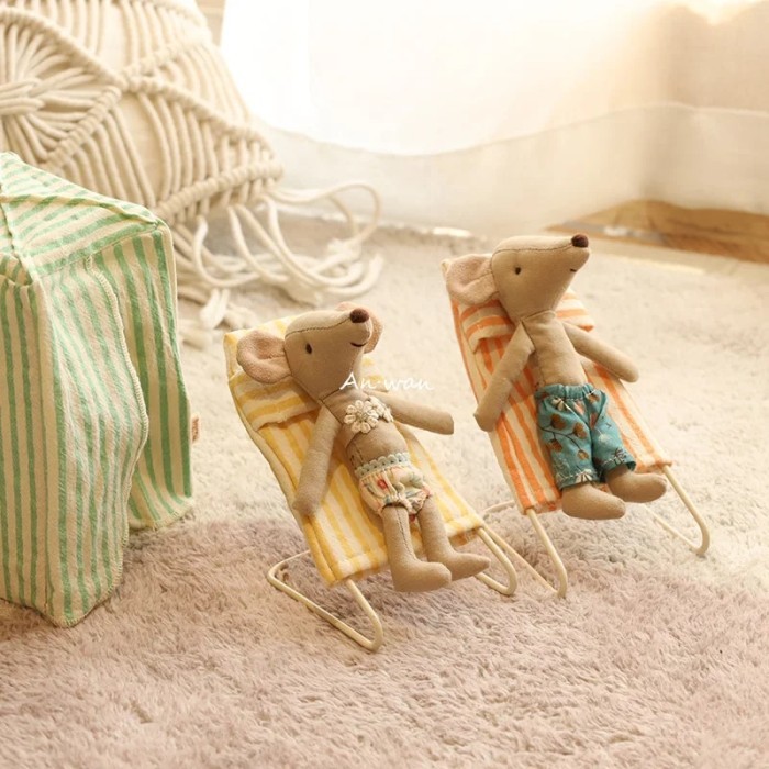 Handmade Mouse Doll Mini Stuffed Family House Plush Animals Little