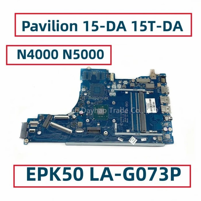 For HP Pavilion 15-DA 15T-DA Laptop Motherboard With N4000 N5000 CPU