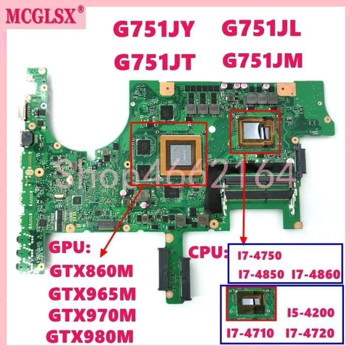 G751J With i7-4th Gen CPU GTX860M/965M/970M/980M Mainboard For G751