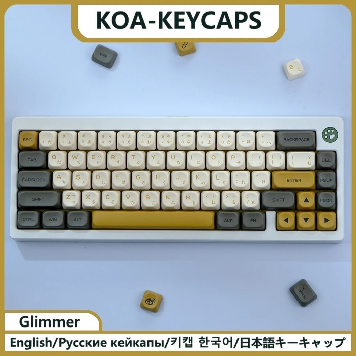 KBDiy 142 Keys KOA Profile PBT Glimmer Keycaps Retro MAC Japanese
