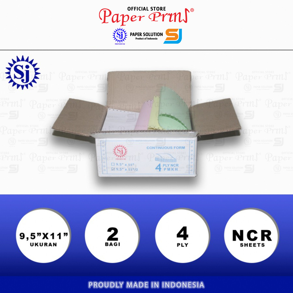 

SJ Pum Kertas Continuous Form 4PLY NCR PRS 9,5" x 11"/2 (Bagi 2)