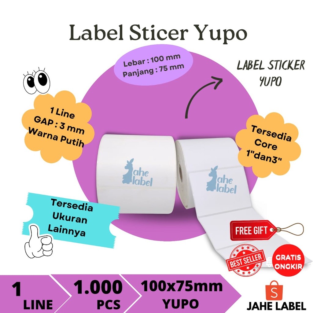 

STIKER LABEL BARE 100X75 MM KERTAS STICKER LABEL VINYL 10X7.5 CM 1 PCS