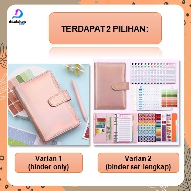 

Binder A6 s Glossy Notebook Buku Catatan Agenda PU Leather Budget Planner Organizer Cash