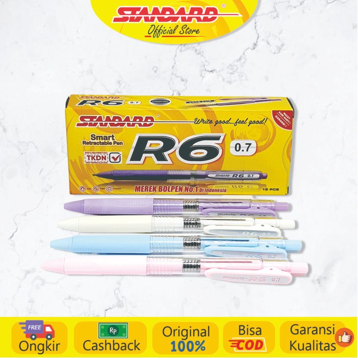 

Ready JT Standard Pen - R6 Isi 12 pcs ( Pulpen, Pena, Ballpoint ) Biru Hitam