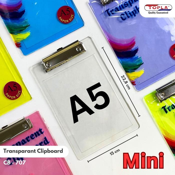 

Ready JT Clipboard A5 / Clipboard Mini / Papan Jalan A5 / Clip board A5 / Topla